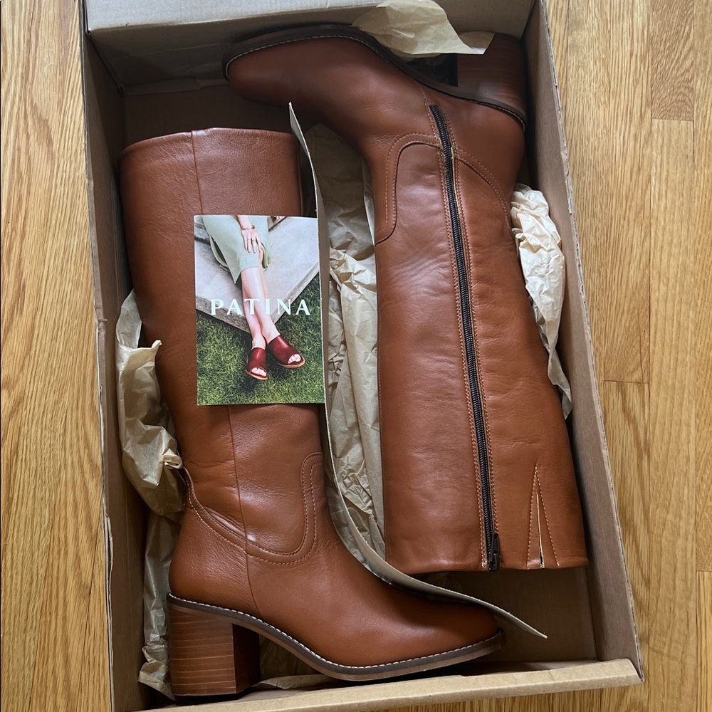 Portland Leather Patina Oslo Knee High Leather Boots Tawny 7 - Picture 12 of 12